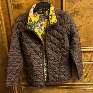 Joules Brown Quilted Jacket with Floral Interior